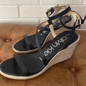 Calvin Klein Ankle Strap Wedge Sandals